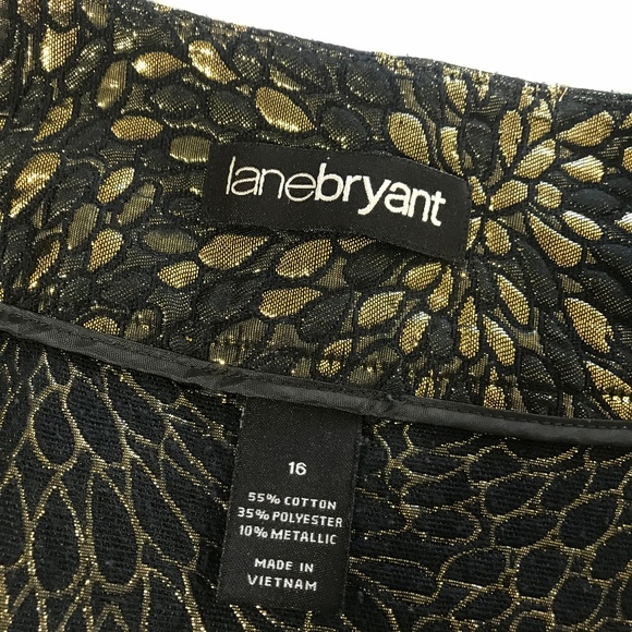 Lane Bryant Gold Lamé Floral Burst Jacquard Skirt - Picture 6 of 8